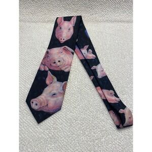 Ralph Marlin Pig Print Necktie Whacky Wear 1994 humorous animal theme